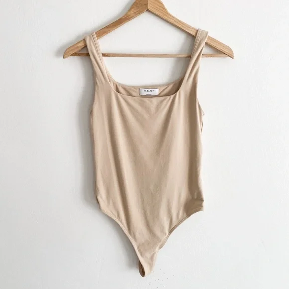 Aritzia Babaton Contour Squareneck Bodysuit, Soft Tan, Size Small - Picture 3 of 11